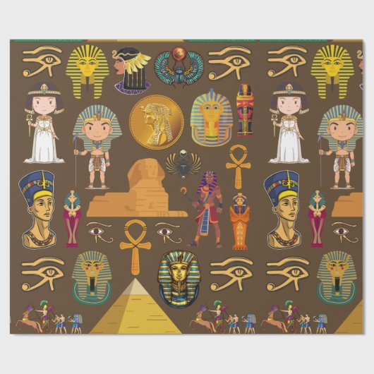 Altes ägyptisches Hieroglyphisches Muster-Symbol Geschenkpapier (Flach)