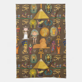 Altes ägyptisches Hieroglyphisches Muster-Symbol Geschirrtuch