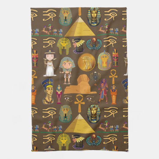 Altes ägyptisches Hieroglyphisches Muster-Symbol Geschirrtuch (Vertikal)