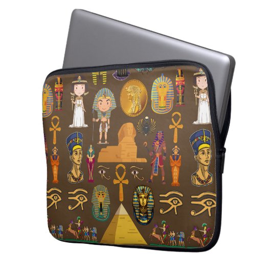 Altes ägyptisches Hieroglyphisches Muster-Symbol Laptopschutzhülle (Vorderseite Links)