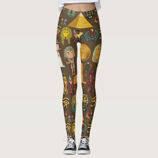 Altes ägyptisches Hieroglyphisches Muster-Symbol Leggings (Vorderseite)