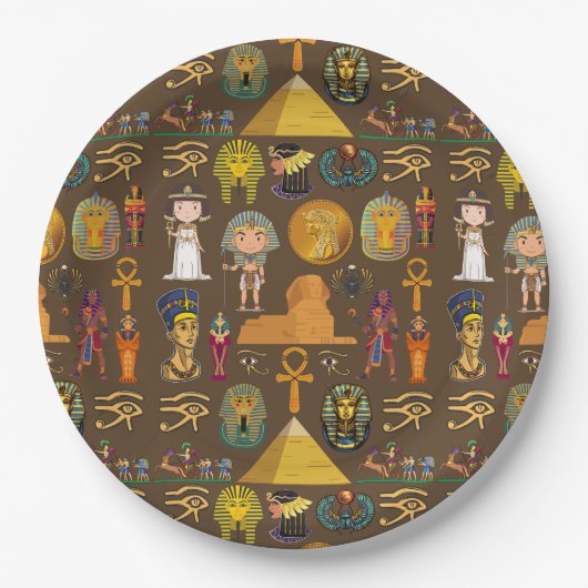 Altes ägyptisches Hieroglyphisches Muster-Symbol Pappteller (Vorderseite)