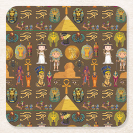 Altes ägyptisches Hieroglyphisches Muster-Symbol Rechteckiger Pappuntersetzer