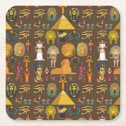 Altes ägyptisches Hieroglyphisches Muster-Symbol Rechteckiger Pappuntersetzer (Vorderseite)