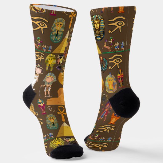 Altes ägyptisches Hieroglyphisches Muster-Symbol Socken (Gewinkelt)