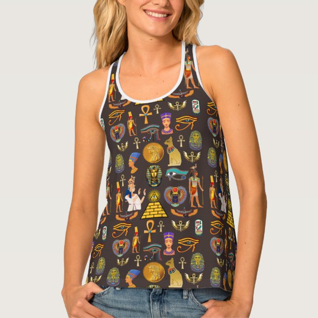 Altes ägyptisches Hieroglyphisches Muster Tanktop (Vorderseite)