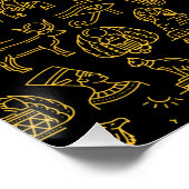 Altes ägyptisches Hieroglyphisches Symbolmuster Poster (Ecke)