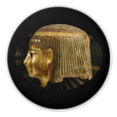 Altes ägyptisches Schwarz und Gold Keramikknauf (Vorderseite)