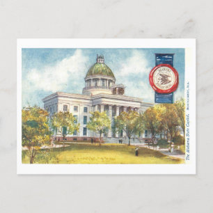 Altes Alabama-Kapitol mit Siegel Postkarte