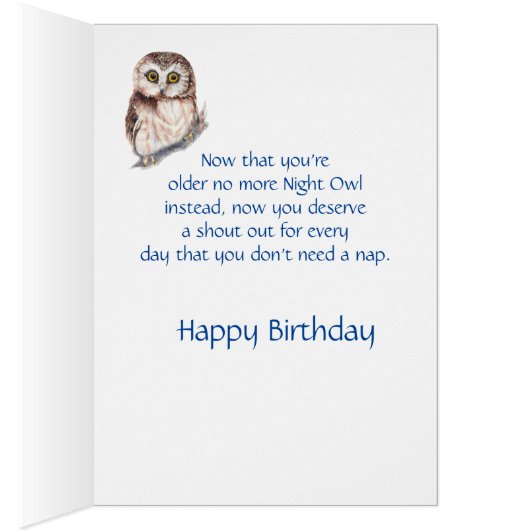 Altes Alter Geburtstag Niedlicher Eule-Vogel (Innen (Rechts))