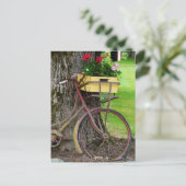 Altes antikes Fahrrad mit Blume Basket Postkarte (Stehend Vorderseite)