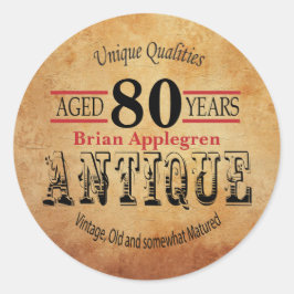 Altes, antikes und Vintages 80. Geburtstagsdesign Runder Aufkleber