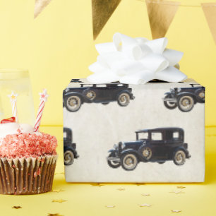 Altes Antique Schwarzes Auto Verpackungspapier Geschenkpapier