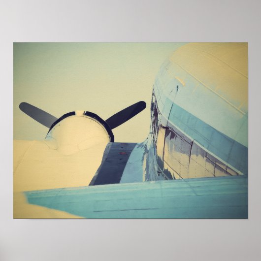 Altes Antiques Flugzeug Gelb und Blau 30cm x 30cm Poster (Vorne)