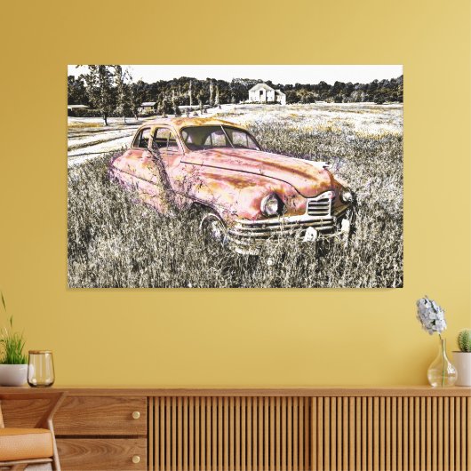 Altes Auto Art 3 überzogene Canvas Leinwanddruck (Insitu (Wohnzimmer))