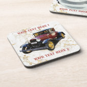 Altes Auto auf weißem und goldenem Marmor, Ihr Tex Getränkeuntersetzer (Linke Seite)