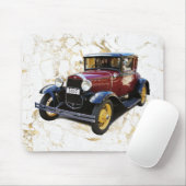Altes Auto auf weißem und goldenem Marmor Mousepad (Mit Mouse)