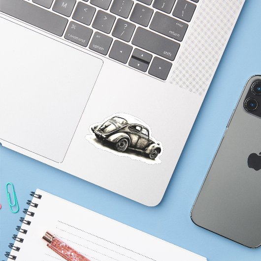 Altes Auto Aufkleber (Laptop mit iPhone)