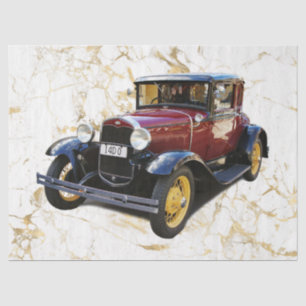 Altes Auto aus weißem und goldfarbenem Marmor, Dec Seidenpapier