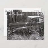 Altes Auto in der Postkarte eines Felds abgehängt (Vorne/Hinten)