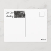 Altes Auto in der Postkarte eines Felds abgehängt (Rückseite)