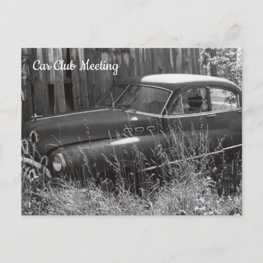 Altes Auto in der Postkarte eines Felds abgehängt (Vorderseite)