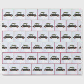 Altes Auto mit Christbaum und Hund Geschenkpapier (Flach)