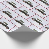 Altes Auto mit Christbaum und Hund Geschenkpapier (Ecke)
