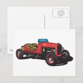 Altes Auto (rot) Postkarte (Vorne/Hinten)