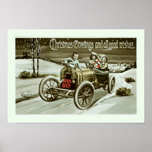 Altes Auto und Kinder Poster (Vorne)