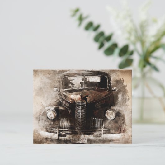 Altes Auto Vintag Postkarte (Stehend Vorderseite)