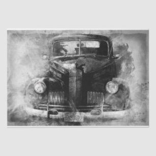 Altes Auto Vintage Grau 15x20 Decoupage Seidenpapi Seidenpapier