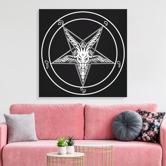 Altes Baphomet Lugano Gestern und Heute Leinwanddruck (Insitu (Wohnzimmer))