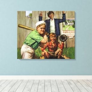 Altes Baseballspiel, Kinder Jungen Sportler Leinwanddruck