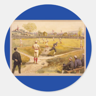 Altes Baseballspiel Runder Aufkleber