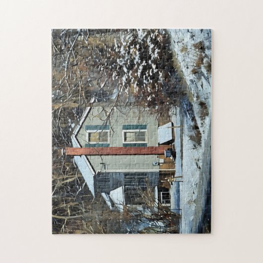 Altes Bauernhaus mit Keller-Winterlandschaft Puzzle (Vertikal)