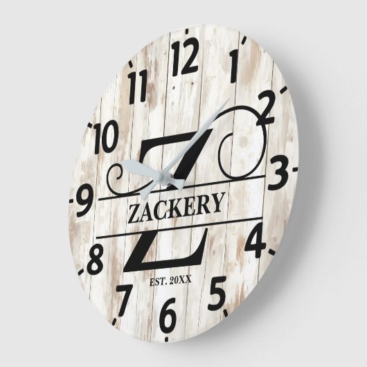 Altes Bauernhaus Rustic Z Monogram Große Wanduhr (Winkel)