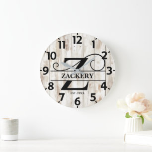 Altes Bauernhaus Rustikales Z Monogramm Große Wanduhr