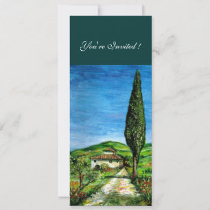 ALTES BAUERNHÄUSCHEN IN CHIANTI, blau grün rot wei Einladung