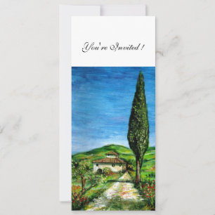 ALTES BAUERNHÄUSCHEN IN CHIANTI, blau grün rot wei Einladung
