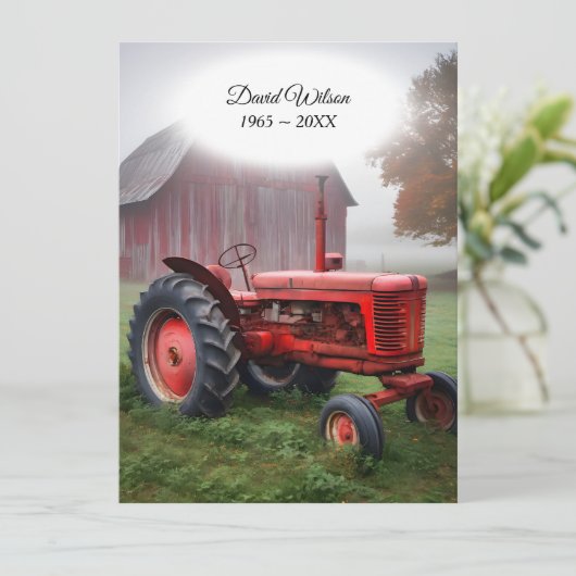 Altes Beerdigungsprogramm für den Roten Traktor Einladung (Stehend Vorderseite)