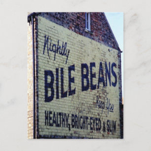 Altes bemaltes Bile Beans-Schild Postkarte