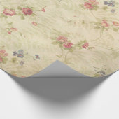 Altes beunruhigtes Gewebemuster der Vintagen Rosen Geschenkpapier (Ecke)