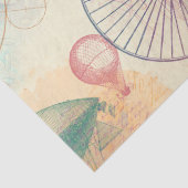 Altes Bike, Ballon und Skript auf Gelbe Decoupage Seidenpapier (Detail)