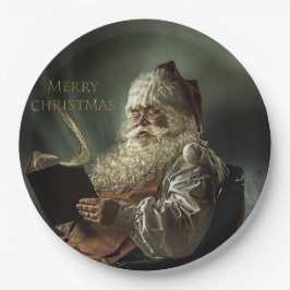 Altes Bild der Magie des Weihnachtsmannes Pappteller