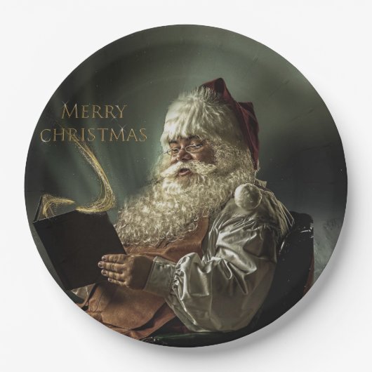 Altes Bild der Magie des Weihnachtsmannes Pappteller (Vorderseite)