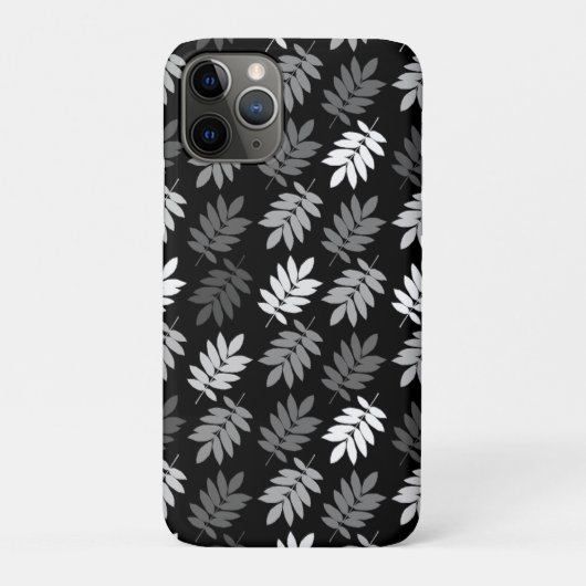 Altes Blattmuster Schwarz Weiß Grau Case-Mate iPhone Hülle (Rückseite)