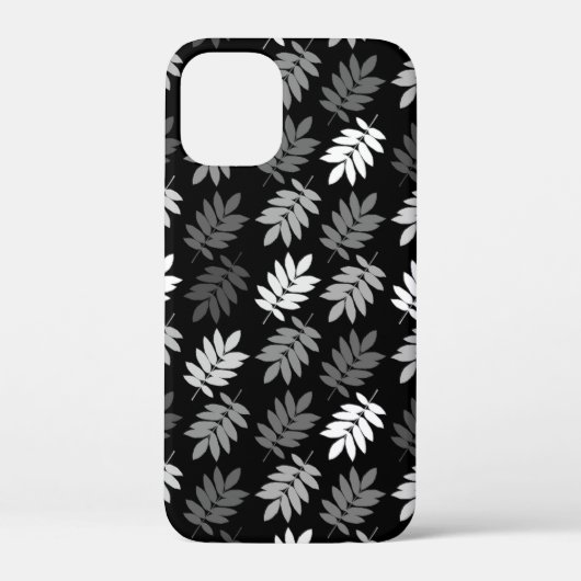 Altes Blattmuster Schwarz Weiß Grau Case-Mate iPhone Hülle (Rückseite)