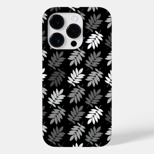 Altes Blattmuster Schwarz Weiß Grau Case-Mate iPhone Hülle (Rückseite)
