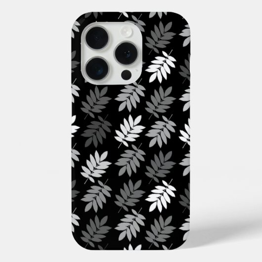 Altes Blattmuster Schwarz Weiß Grau Case-Mate iPhone Hülle (Rückseite)